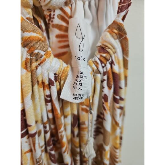 Joie Dress Womens XL Brown Bloom Boho Halter Maxi Pleat Slit Neutral Sundress - Picture 3 of 7